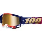 100% Racecraft 2 United Goggles (OSFM, United/Blue/Re<wbr/>d/Gold / Gold Mirror Lens)