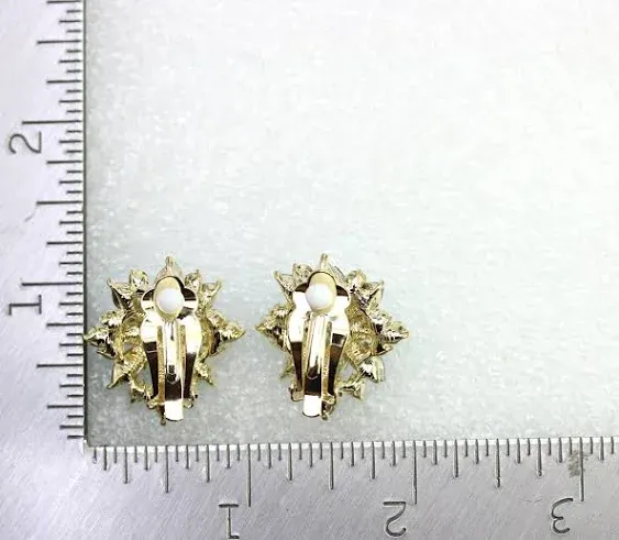 Faship Statement Crystal Rhinestone Floral Clip On Earrings