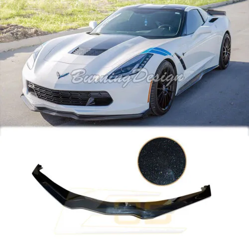 For 14-Up Corvette C7 CARBON FLASH METALLIC Front Lip Splitter Z06 Style Stage 2