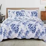 Great Bay Home Floral Reversible Quilt Set with Shams (King, Jacqueline)