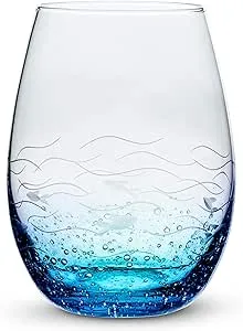 Abbott Collection Blue/Clear Fish Cut Goblet