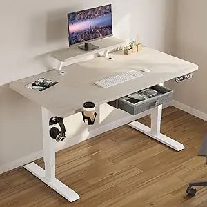 Electric Standing Desk with Drawer 63x30 Inches Adjustable Height Sit Stand Up