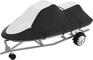 Umbrauto Trailerable Jet Ski Cover, Heavy-Duty 600D Solution-Dyed Polyester PWC Cover, Waterproof Fade and UV Protection Seadoo Cover, Personal Watercraft Covers Fits from 102"-115" 1-2 Seater