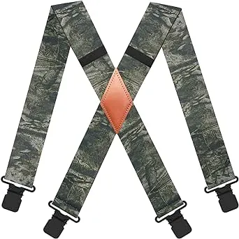 X-Back Wide Adjustable Solid Straight Heavy Duty Clip Suspenders for Men Women