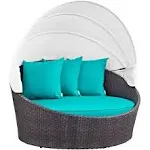 Modway Convene Canopy Outdoor Patio Daybed - Espresso Turquoise