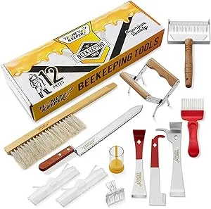 Honey Keeper 12-Piece Beekeeping Tool Kit - Essential Starter Supplies for Beginner Beekeepers