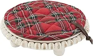 Mud Pie Beaded Trivet & Tartan Pot Holder Set