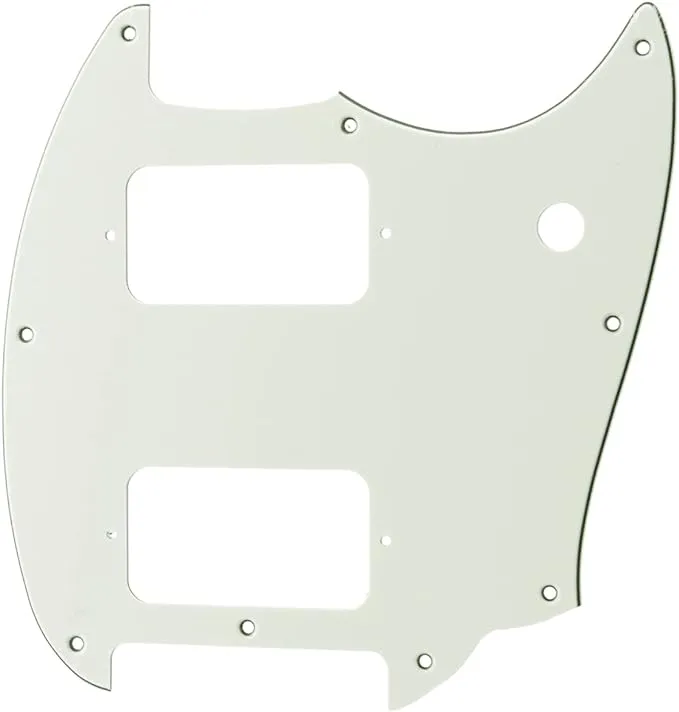 Musiclily Pro 9 Holes Round Corner HH Guitar Pickguard 2 Humbuckers for Squier Bullet Series Mustang Electric Guitar, 3Ply Aged White