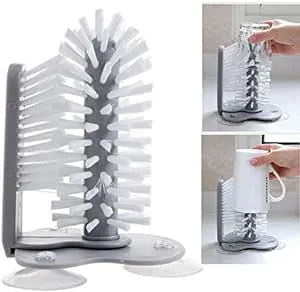 Bottle Cleaning Brush Glass Cup Washer with Suction Base for Kitchen Bar Sink