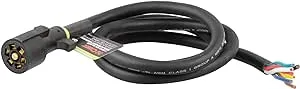 CURT 56601 Replacement 7-Pin RV Blade Trailer Wiring Harness Plug, 6-Foot Blunt-Cut Wires