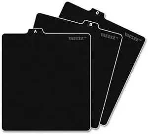 Vaultz VZ01176 A-Z CD File Guides, 5 x 5 3/4, Black