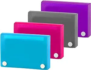 3" X 5" Index Card Case Holds 100 Cards Includes Business Card/Index Holder and 5 Tab Dividers Comes in Assorted Color – (Pack of 4) By (Emraw)