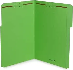 Blue Summit Supplies Fastener Folders, Reinforced, Legal, 1/3 Tab, Green, 50 Pack