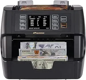 NUCOUN VC-3 Money Counter Machine Mixed Denomination, Value Counting, CIS/UV/IR/MG/MT Counterfeit Detection, USD/Euro/CAD/MXN, Printer Enabled Bill Cash Counter for Business