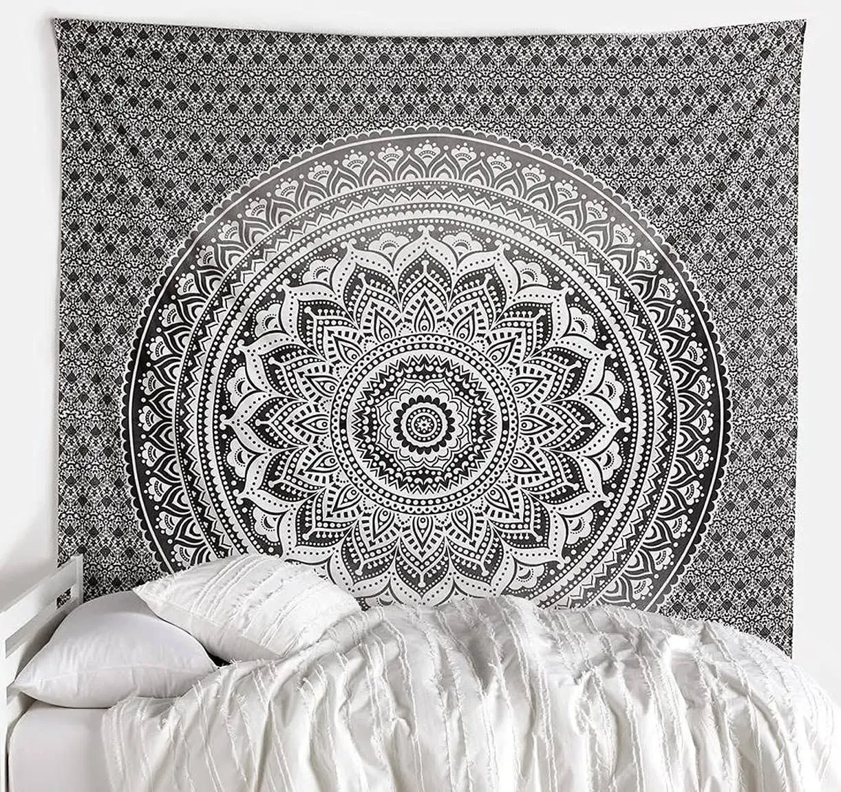 raajsee Grey Black Mandala Tapestry Bedroom Aesthetic - Indie Wall Tapestry ...