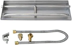 Stanbroil Stainless Steel Natural Gas Fireplace Dual Flame Pan Burner Kit, 26.5-inch