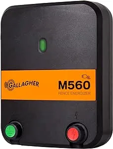 Gallagher M560 Electric Fence Charger - Powers Up to 75 Miles / 400 Acres of Clean Fence - 5.6 Joules, 110 Volt Energizer, Added Power Reserve - Unbeatable Reliability, Easy Installation