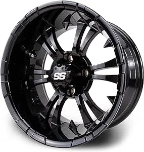 MODZ® Classic 14&#034; Vampire Glossy Black Golf Cart Wheel