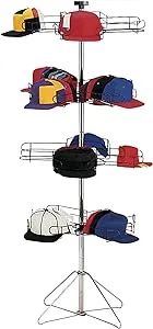 SSWBasics 4-Tier Rotating Hat Display Rack | Standing Hat Rack Stand for Caps and Hats | Elegant and Functional Hat Display Rack for Organized Storage and Stylish Presentation