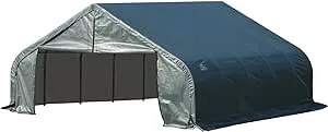 ShelterLogic Peak Style Garage/Storage Shelter, Green, 28'L x 18'W x 10'H