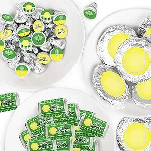 You Got Served - Tennis - Mini Candy Bar Wrappers, Round Candy Stickers and Circle Stickers - Tennis  Candy Favor Sticker Kit - 304 Pieces