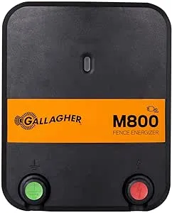 Gallagher M800 Electric Fence Charger | Powers Up to 90 Miles / 520 Acres​ of Clean Fence | ​8 Joule 110 Volt Energizer for Homesteads and Farms