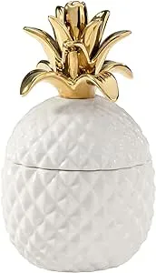 Pineapple Gold Crown White Ceramic Canister