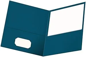 Oxford Twin-Pocket Folders, Textured Paper, Letter Size, Blue, Holds 100 Sheets, Box of 25 (57502EE)