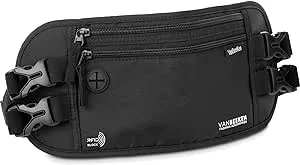 Money Belt & Passport Holder for Travel - Secure RFID Blocking Wallet for Men & Women Hidden (Black)