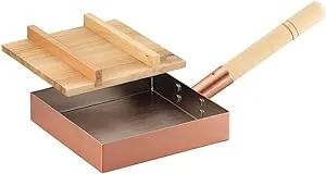 Egg Pan Tamagoyaki Made in Japan Professinal Model Copper W/wooden Handle,wooden Lid 18cm 7" Cne117