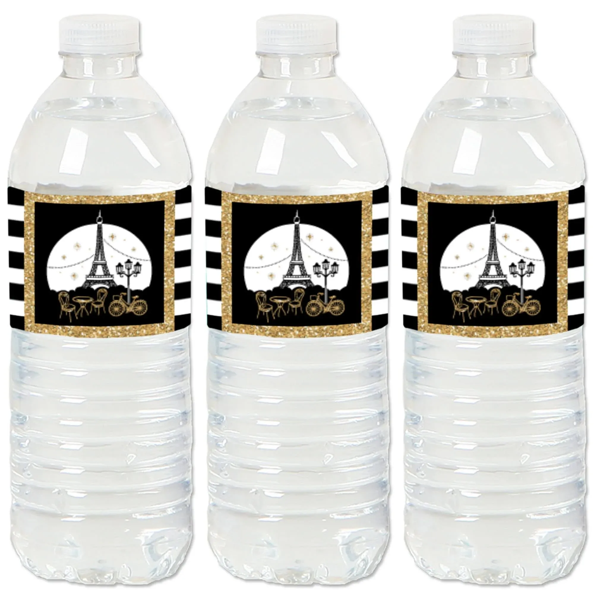 Big Dot of Happiness Stars Over Paris - Parisian Themed Party Water Bottle ...