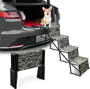 EHEYCIGA Foldable Dog Car Ramp for Large Dogs, Portable Dog Steps for SUV ...