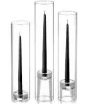 Yummi Set of 12 Taper Candles, Chimney and Taper Holders - Black