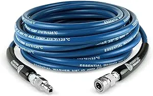 Essential Washer Blue Pressure Washer Hose 50 ft With 3/8 Quick Connect Fittings and 360 Swivel Outlet | 4000 PSI