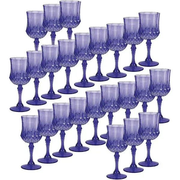 48 Ct Purple Patterned Plastic Wine Glasses