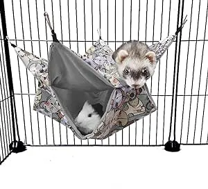 Guinea Pig Ferret Rat Corner Tunnel and Hammock, Guinea Pig Hideout Corner Tunnel & Tubes for Bunny Rabbit Hedgehog Piggy Chinchilla Toys and Cage Accessories (3. Hammock-Cat)