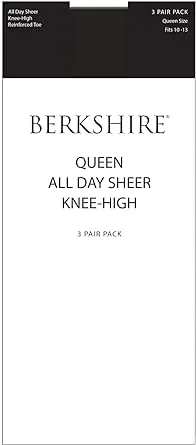 Berkshire Womens 3-pack Queen Size All Day Sheer Knee High With Reinforced Toe