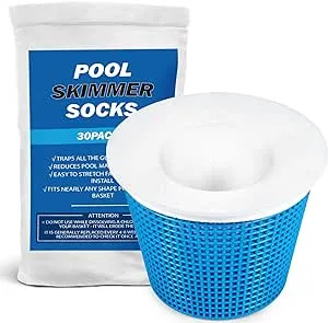 30-Pack of Pool Skimmer Socks, Pool Filter Socks for Filters, Baskets, and Skimmers - The Ideal Sock/Net/Saver to Protect Your Inground or Above Ground Pool