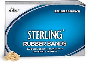 Alliance 24085 Sterling Rubber Bands Rubber Bands, 8, 7/8 x 1/16, 7100 Bands per 1lb Box , Beige