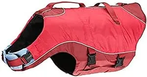 Kurgo Surf n’ Turf Dog Life Jacket | Lifejacket for Dogs | Dog Water Life Vest | Kayak Life Jacket for Pets | Dog Rain Jacket | for Pool or Lake | Reflective | Machine Washable | Chili Red | 5 Sizes