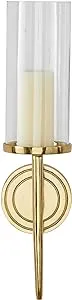 Decmode Gold Aluminum Wall Sconce with Glass Holder, Size: Large