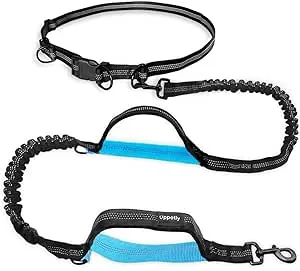 Uppetly Hands Free Dog Running Leash - Adjustable Waist Belt, Dual Handle