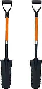 Ashman Short Handle Drain Spade Teeth Shovel (1 Pack), Sharp Shooter Shovel, Trenching Spade, Drainage Spade - Perfect Razor Blade Trenching Shovel D-Grip for Digging and Trenching and Transplanting.