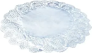 100 Pcs 12 Inch round Lace Silver Paper Doilies Silver Foil Paper Placemats Doil