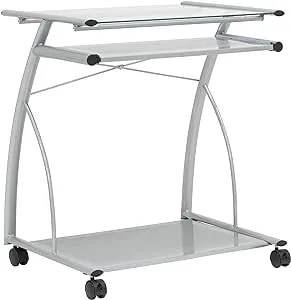 Calico Designs L-Shaped Computer Home Office Desks and Laptop Cart, 27''W x 18.75''D x 29''H, Silver