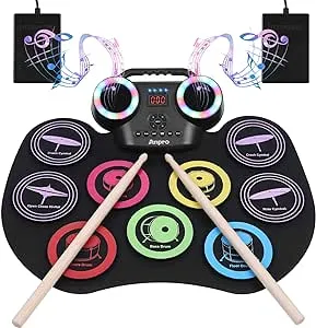 Anpro Electronic Drum Set for Kids | Adult, Musical Instrument Drum Practice Pad Kit with Headphone Jack, Built-in Speaker, Drum Pedals, Drum Sticks, Great Holiday Birthday Gift for Kids