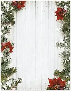 Poinsettia Pine Christmas Letter Papers