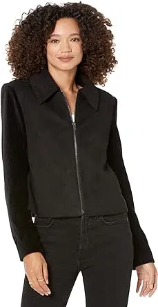 Womens Faux Suede Lightweight Bomber Jacket