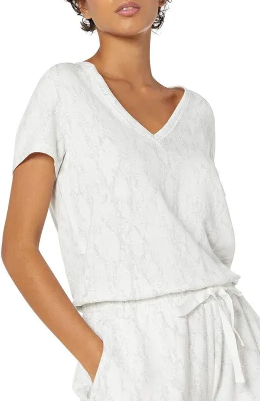 Daily Ritual Women's White Supersoft Terry Short-Sleeve V-Neck Romper XL NWT