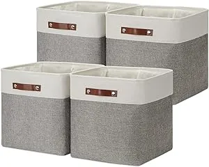 DULLEMELO 13 inch Fabric Storage Cubes 4 Pack Foldable Baskets/Bins for Home Office Organizer Closet, Shelves, Toy, Nursery